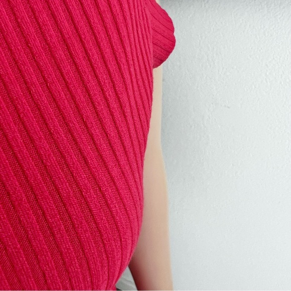 NEW Guess Red Ribbed Knit Bodycon Dress - Picture 10 of 11